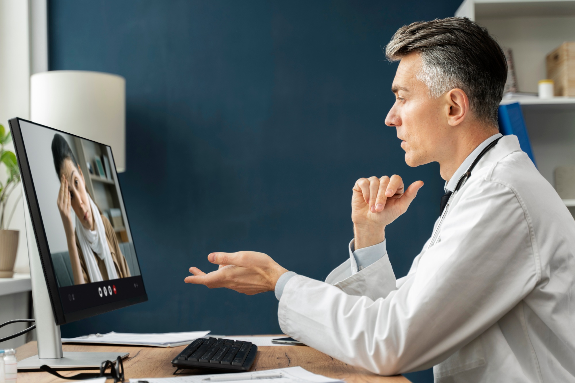 doctor offering medical teleconsultation